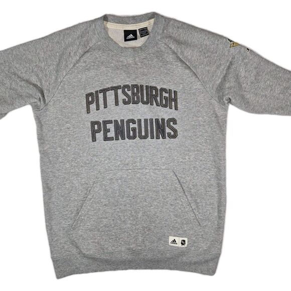 Adidas Pittsburgh Penguins Pullover Sweatshirt Gray Mens Large - Picture 1 of 9